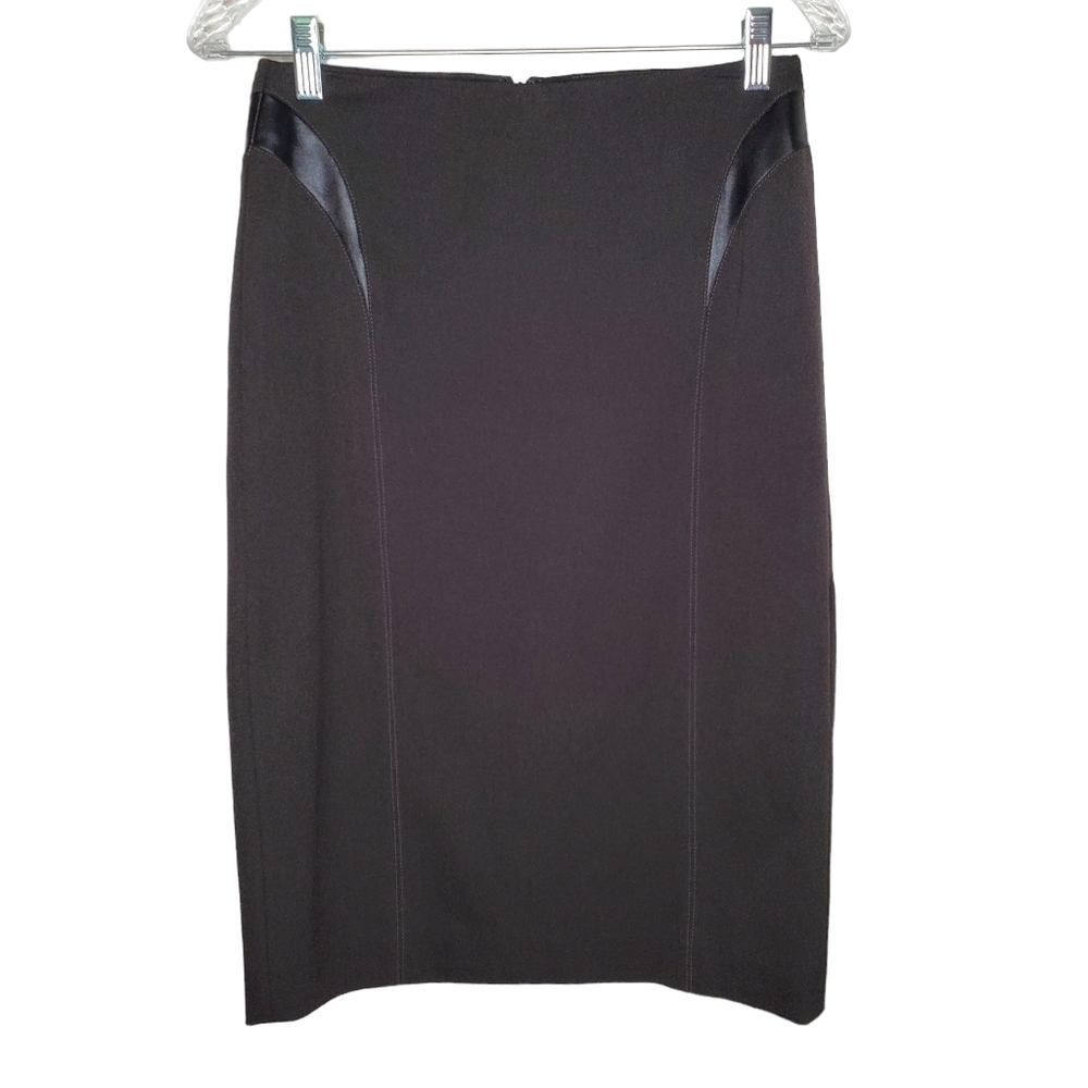 Doncaster Charcoal Gray With Leather Accented Pencil Skirt Office Wardrobe Sz 2
